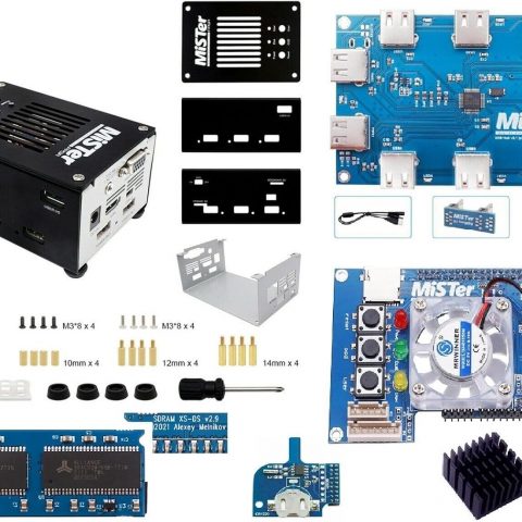 MiSTer DIY Black Case with USB Hub and Bridge, IO Board, 128MB SDRAM, Fan, RTC, and Power Cord