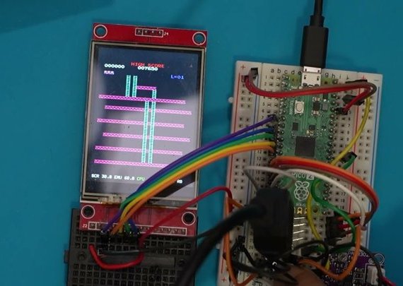Raspberry Pi Pico 2 on a breadboard running Donkey Kong via Pico2Arcade